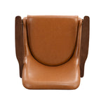 Brown Faux Leather Accent Lounge Chair with Brass-Tipped Tapered Legs
