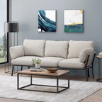 Modern 3-Seater Sofa with Flared Arms, Pillow Cushions & Wood Legs