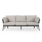 Modern 3-Seater Sofa with Flared Arms, Pillow Cushions & Wood Legs