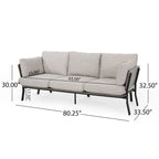 Modern 3-Seater Sofa with Flared Arms, Pillow Cushions & Wood Legs