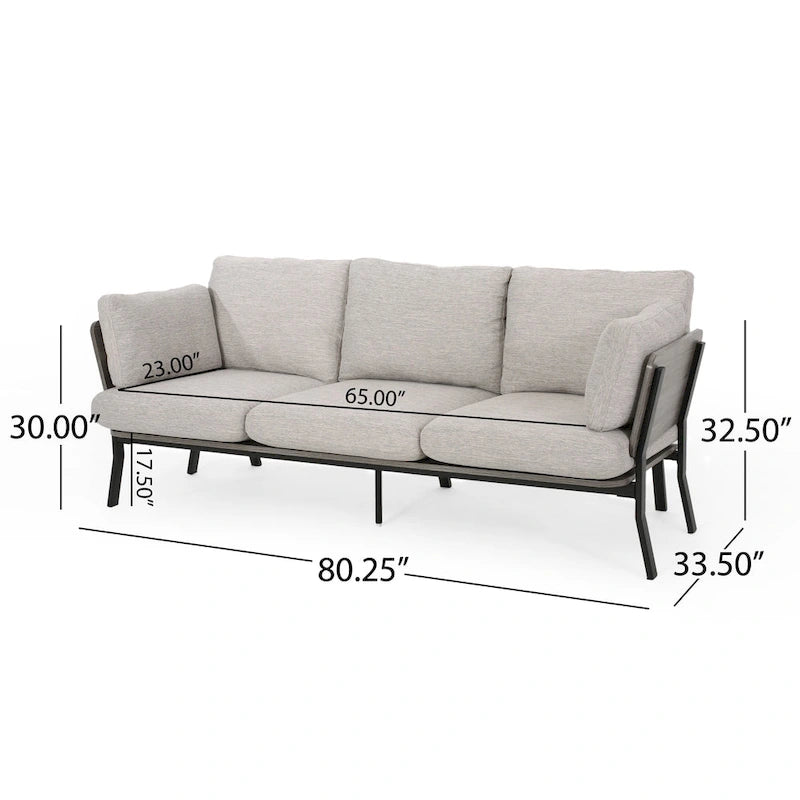 Modern 3-Seater Sofa with Flared Arms, Pillow Cushions & Wood Legs