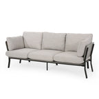 Modern 3-Seater Sofa with Flared Arms, Pillow Cushions & Wood Legs