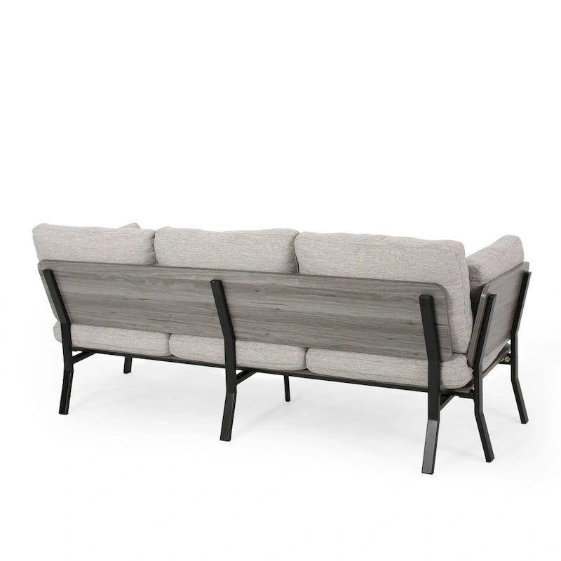 Modern 3-Seater Sofa with Flared Arms, Pillow Cushions & Wood Legs