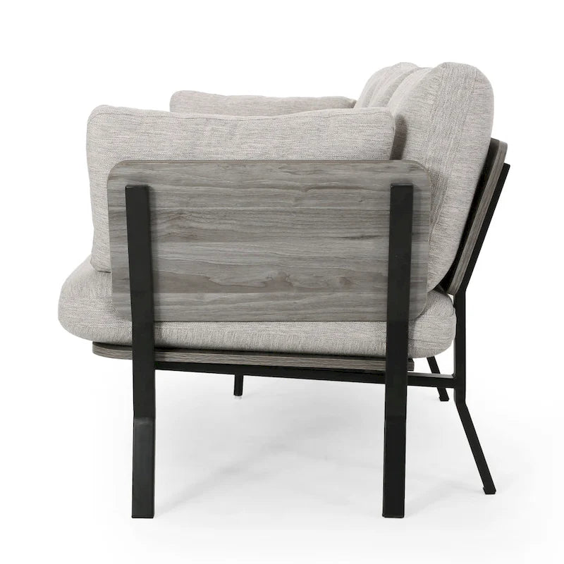 Modern 3-Seater Sofa with Flared Arms, Pillow Cushions & Wood Legs