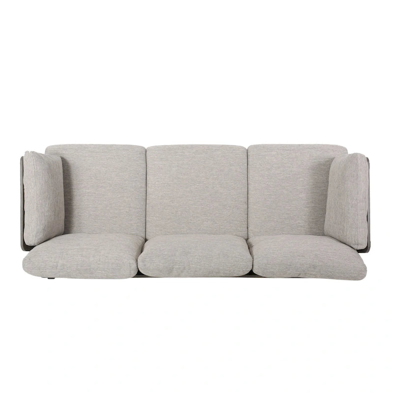 Modern 3-Seater Sofa with Flared Arms, Pillow Cushions & Wood Legs