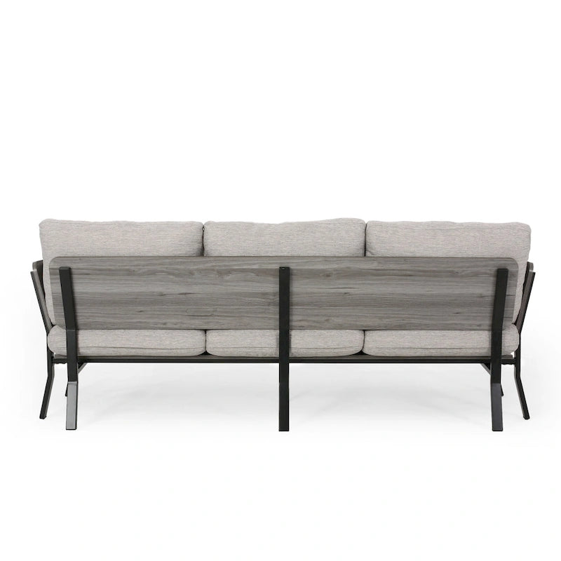 Modern 3-Seater Sofa with Flared Arms, Pillow Cushions & Wood Legs