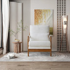 Modern Teddy Fabric Accent Chair, Wood Frame Armchair for Living Room