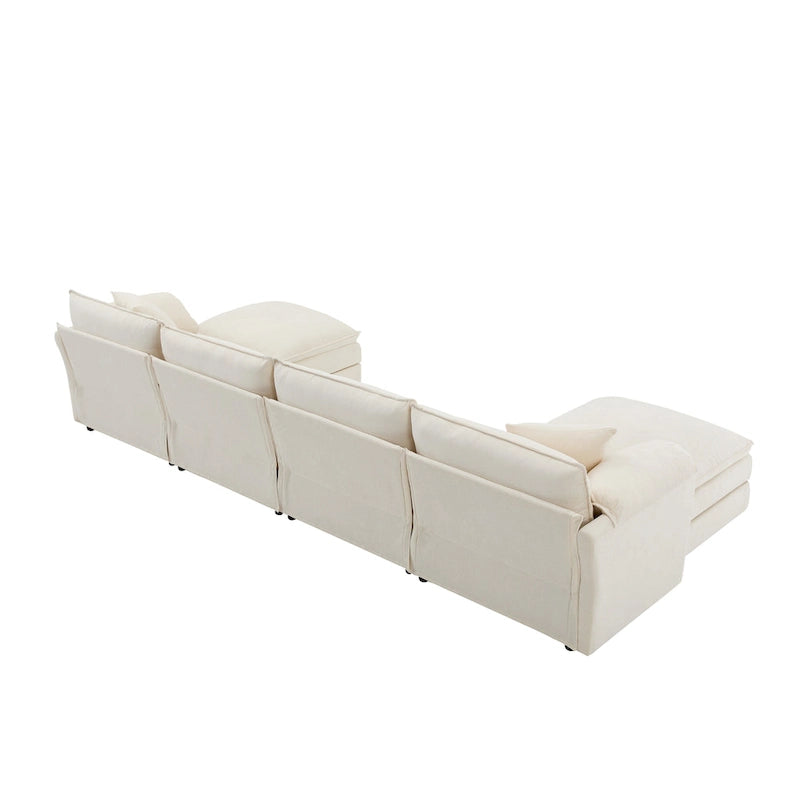 Chenille Modular Sectional Sofa, U Shaped Cloud Upholstered Couch Set