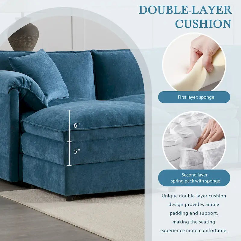 Chenille Modular Sectional Sofa, U Shaped Cloud Upholstered Couch Set