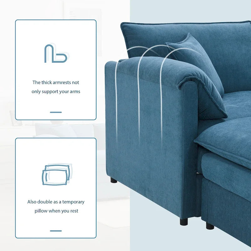 Chenille Modular Sectional Sofa, U Shaped Cloud Upholstered Couch Set