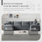 Chenille Modular Sectional Sofa, U Shaped Cloud Upholstered Couch Set