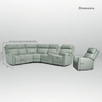 104 W 6 Seater Genuine Leather Power Sectional and 39 W Recliner Set with Zero Gravity, USB Ports, 2 stationaryarmlesschairs