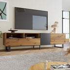 70" TV Stand with Drop-Down Doors, Drawers & Cable Management for TVs Up to 80"
