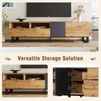 70" TV Stand with Drop-Down Doors, Drawers & Cable Management for TVs Up to 80"