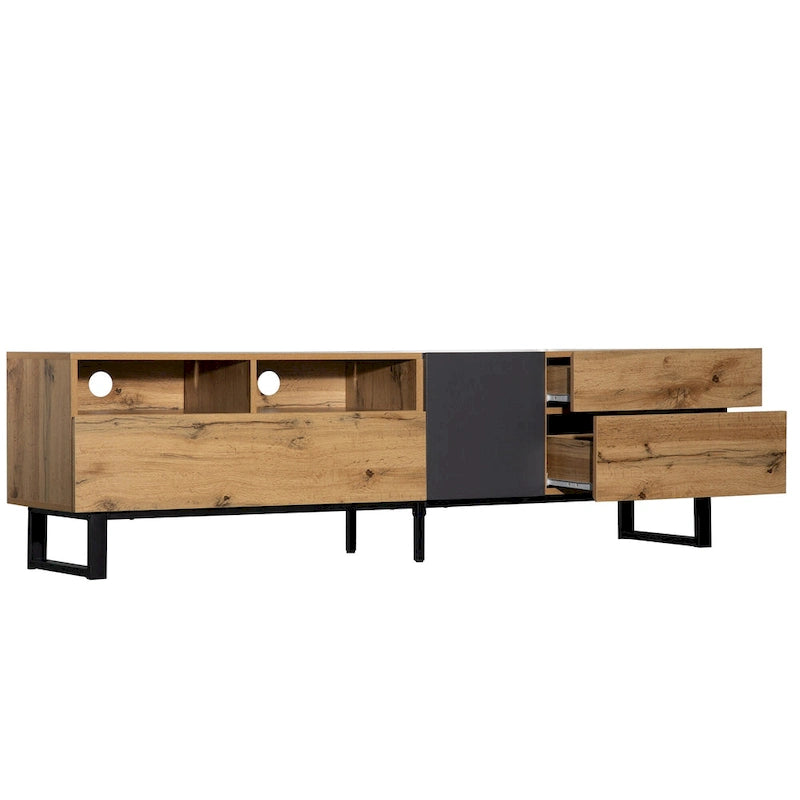 70" TV Stand with Drop-Down Doors, Drawers & Cable Management for TVs Up to 80"