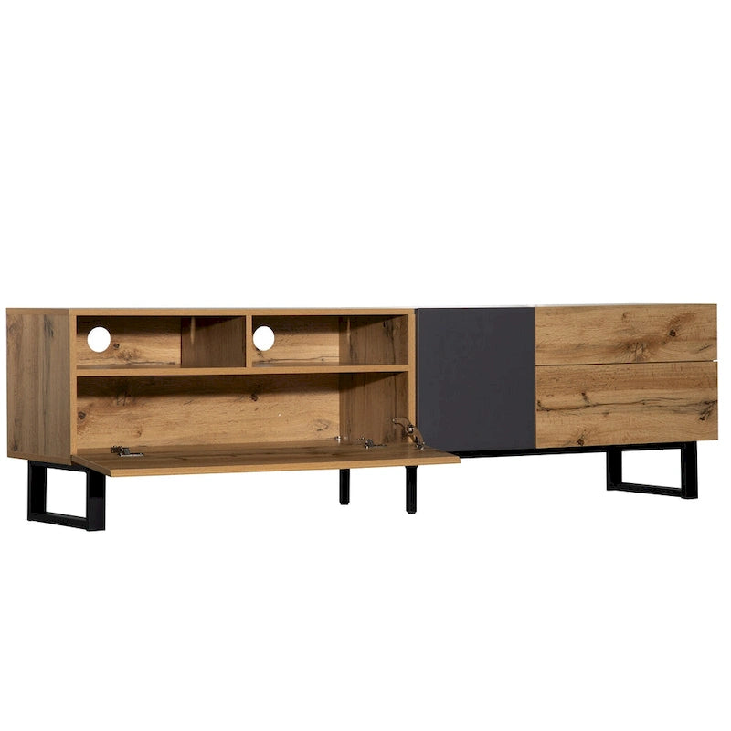 70" TV Stand with Drop-Down Doors, Drawers & Cable Management for TVs Up to 80"