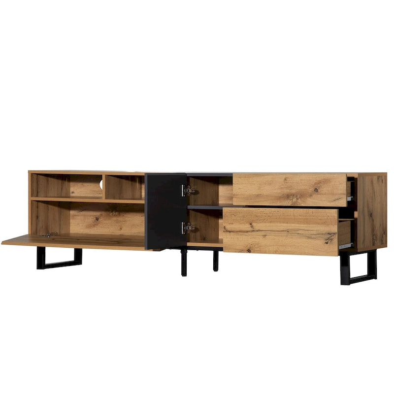 70" TV Stand with Drop-Down Doors, Drawers & Cable Management for TVs Up to 80"