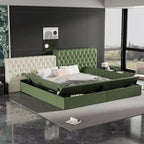 King Upholstered Platform Bed with Storage Footboard & Side Rails