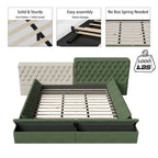 King Upholstered Platform Bed with Storage Footboard & Side Rails