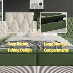 King Upholstered Platform Bed with Storage Footboard & Side Rails