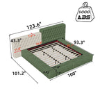 King Upholstered Platform Bed with Storage Footboard & Side Rails