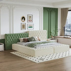 King Upholstered Platform Bed with Storage Footboard & Side Rails