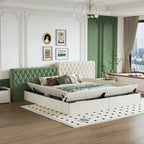 King Upholstered Platform Bed with Storage Footboard & Side Rails