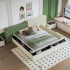 King Upholstered Platform Bed with Storage Footboard & Side Rails