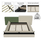 King Upholstered Platform Bed with Storage Footboard & Side Rails