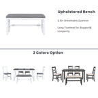 White Farmhouse 6-Piece Wooden Dining Table Set with Rectangular Table & 4 Chairs