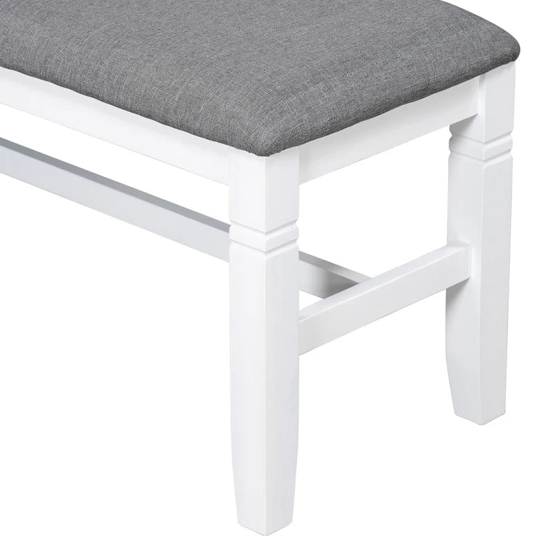 White Farmhouse 6-Piece Wooden Dining Table Set with Rectangular Table & 4 Chairs