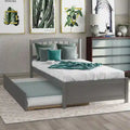 Twin Pine Platform Bed with Roll-Out Trundle & Slat Headboard