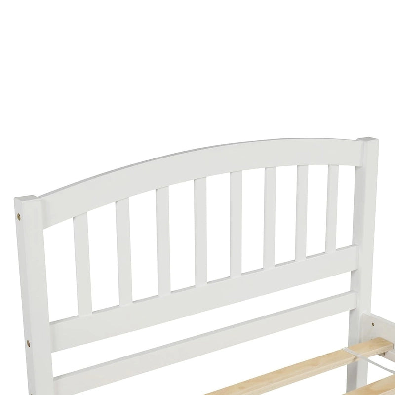 Twin Pine Platform Bed with Roll-Out Trundle & Slat Headboard