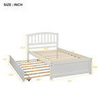 Twin Pine Platform Bed with Roll-Out Trundle & Slat Headboard