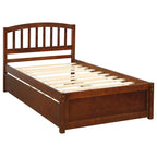Twin Pine Platform Bed with Roll-Out Trundle & Slat Headboard