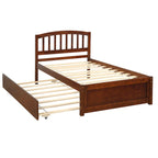 Twin Pine Platform Bed with Roll-Out Trundle & Slat Headboard