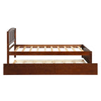 Twin Pine Platform Bed with Roll-Out Trundle & Slat Headboard