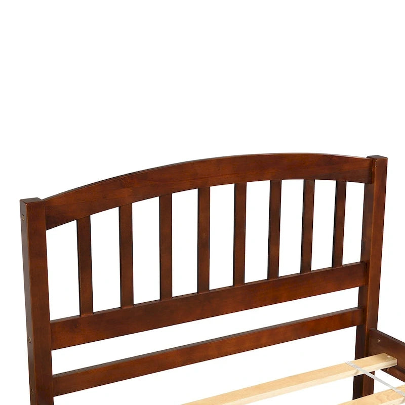 Twin Pine Platform Bed with Roll-Out Trundle & Slat Headboard