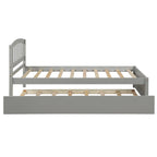 Twin Pine Platform Bed with Roll-Out Trundle & Slat Headboard