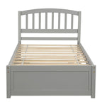 Twin Pine Platform Bed with Roll-Out Trundle & Slat Headboard