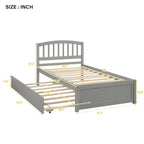 Twin Pine Platform Bed with Roll-Out Trundle & Slat Headboard