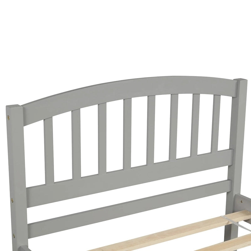 Twin Pine Platform Bed with Roll-Out Trundle & Slat Headboard