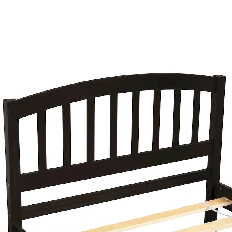 Twin Pine Platform Bed with Roll-Out Trundle & Slat Headboard