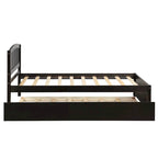 Twin Pine Platform Bed with Roll-Out Trundle & Slat Headboard