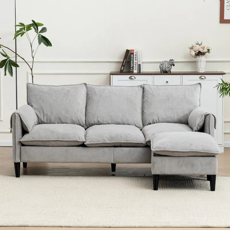 78.74 3-Seater L-Shaped Convertible Sofa with Footstools & Storage
