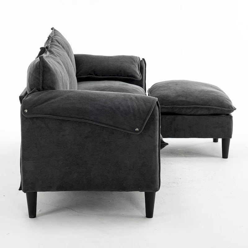 78.74 3-Seater L-Shaped Convertible Sofa with Footstools & Storage