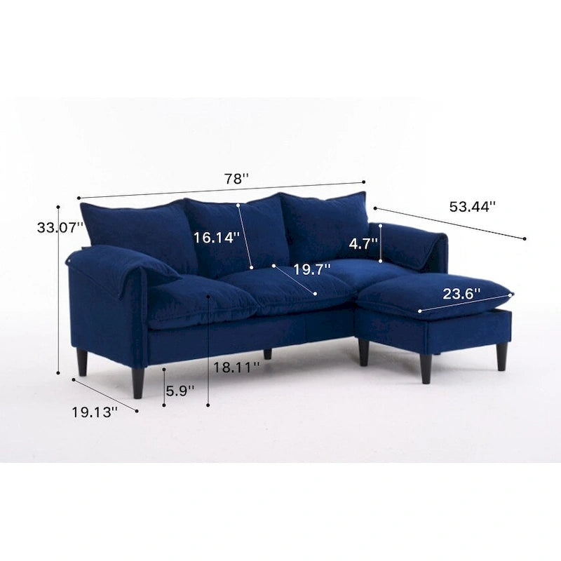 78.74 3-Seater L-Shaped Convertible Sofa with Footstools & Storage