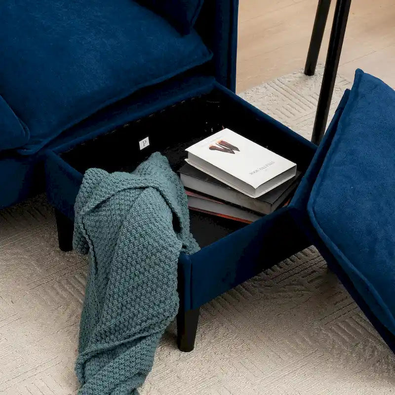 78.74 3-Seater L-Shaped Convertible Sofa with Footstools & Storage