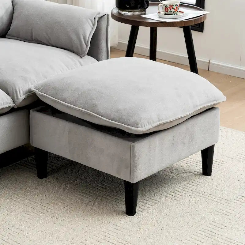 78.74 3-Seater L-Shaped Convertible Sofa with Footstools & Storage