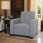 Contemporary Tufted Pushback Recliner Chair with Birch Wood Legs